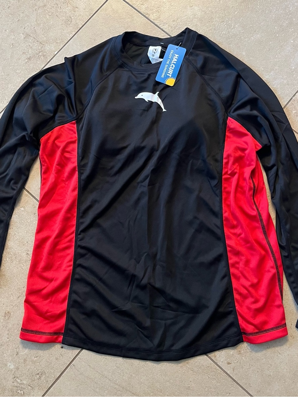 Halcurt Women's Long Sleeve Rash Guard Top with Dolphin Logo